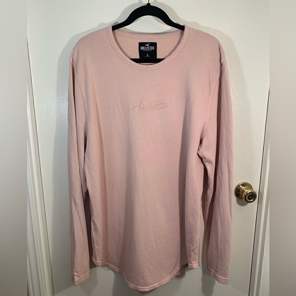 Hollister EUC pink embroidered logo oversized sweatshirt Size XL